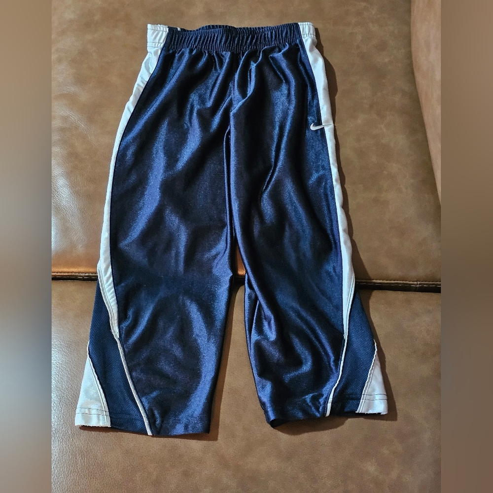 NIKE Y2k Dazzle Track Pants‎ Sz 5 Boys Shiny Silky Blue White Stripe Swoosh Vtg